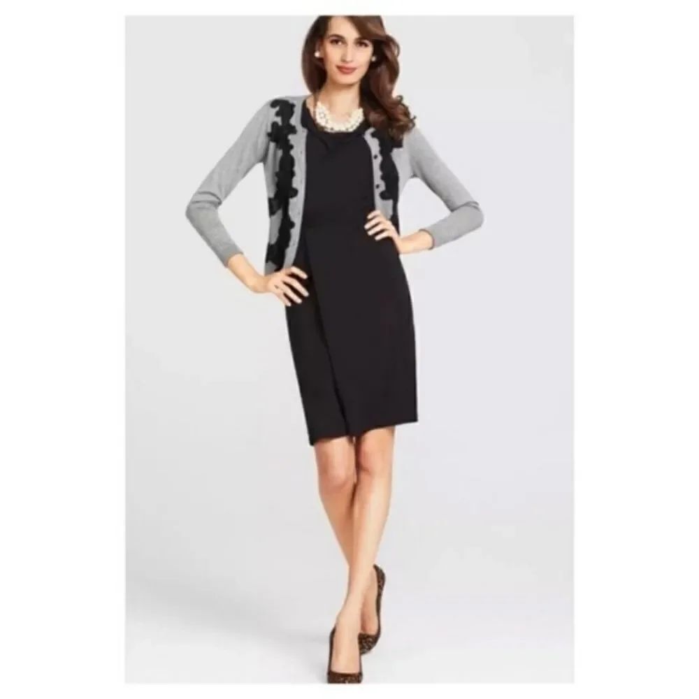 Cabi Black Pullover Design Dress Casual Office Work Event Feminine Professional
